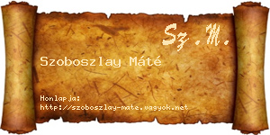 Szoboszlay Máté névjegykártya