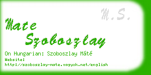 mate szoboszlay business card